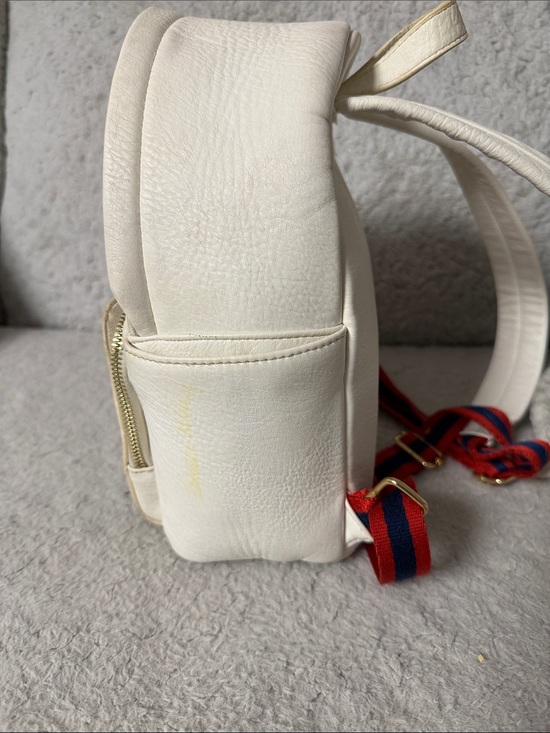 White Illustrated Mini Backpack with Parisian Ratatouille Art main image 4